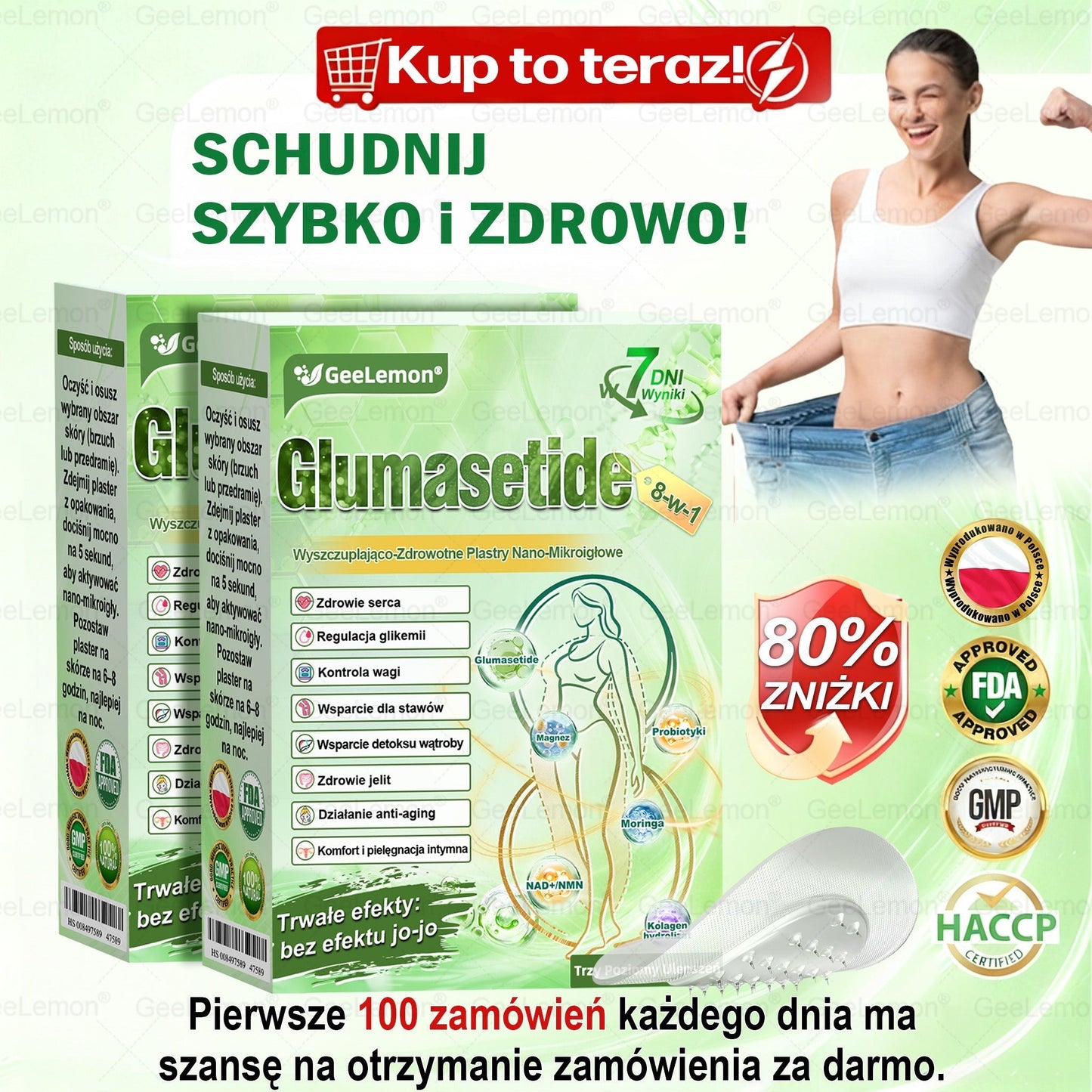 Oficjalny Sklep | 👩‍⚕️🩹 𝐆𝐞𝑒𝐿𝑒𝐦𝐨𝐧® 𝐆𝐥𝐮𝐦ase𝐭𝐢𝐝𝐞 10 𝐰 𝟏 Smukły i Zdrowy Nano Plaster z Mikronakłuciami 🇵🇱(Tylko raz dziennie, widoczne zmiany już w 7 dni)✅ Na otyłość, 🅛🅞🅞🅢🅔 🅢🅚🅘🅝 wiotką skórę, cukrzycę, bezdech senny, problemy ze stawami i wiele więcej