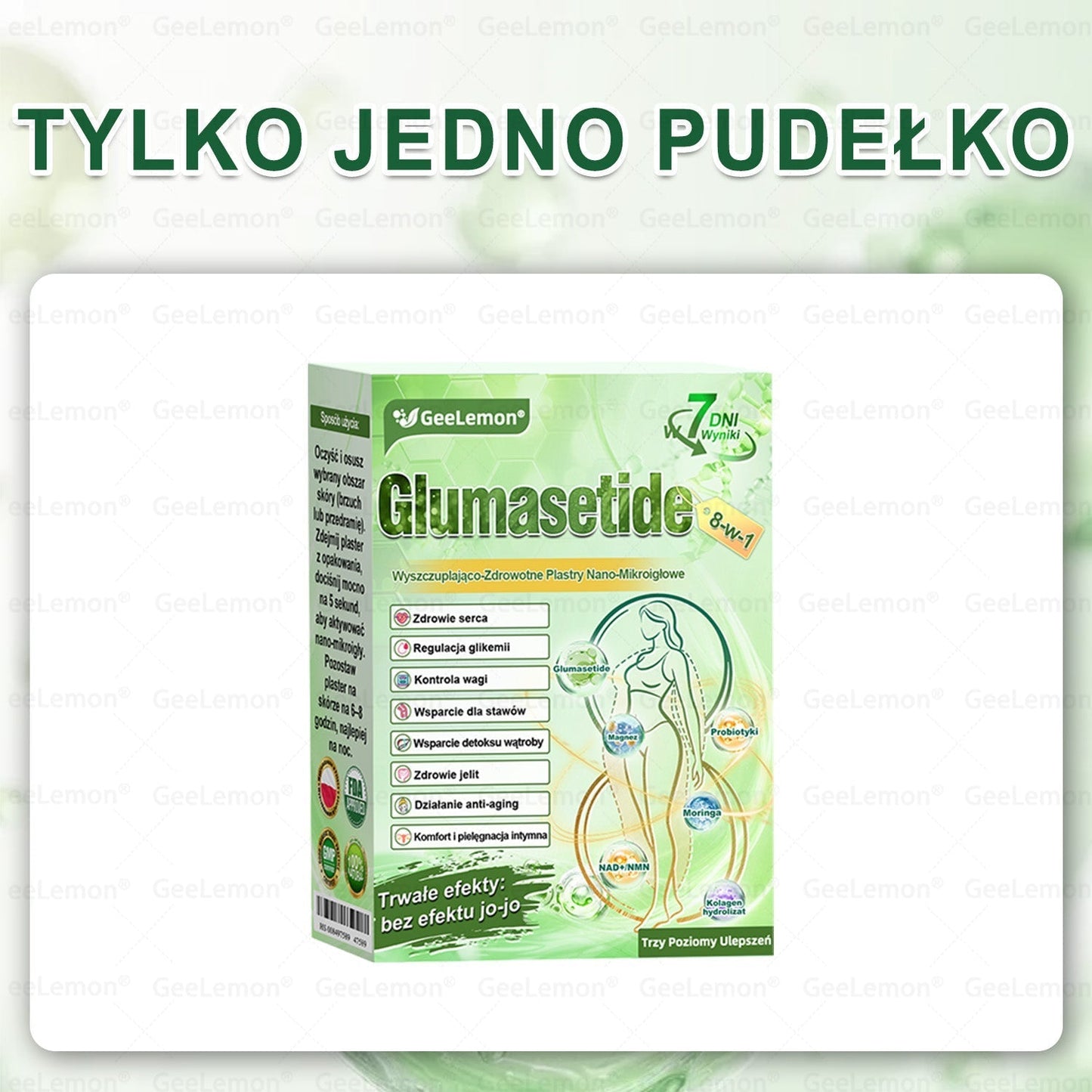 Oficjalny Sklep | 👩‍⚕️🩹 𝐆𝐞𝑒𝐿𝑒𝐦𝐨𝐧® 𝐆𝐥𝐮𝐦ase𝐭𝐢𝐝𝐞 10 𝐰 𝟏 Smukły i Zdrowy Nano Plaster z Mikronakłuciami 🇵🇱(Tylko raz dziennie, widoczne zmiany już w 7 dni)✅ Na otyłość, 🅛🅞🅞🅢🅔 🅢🅚🅘🅝 wiotką skórę, cukrzycę, bezdech senny, problemy ze stawami i wiele więcej