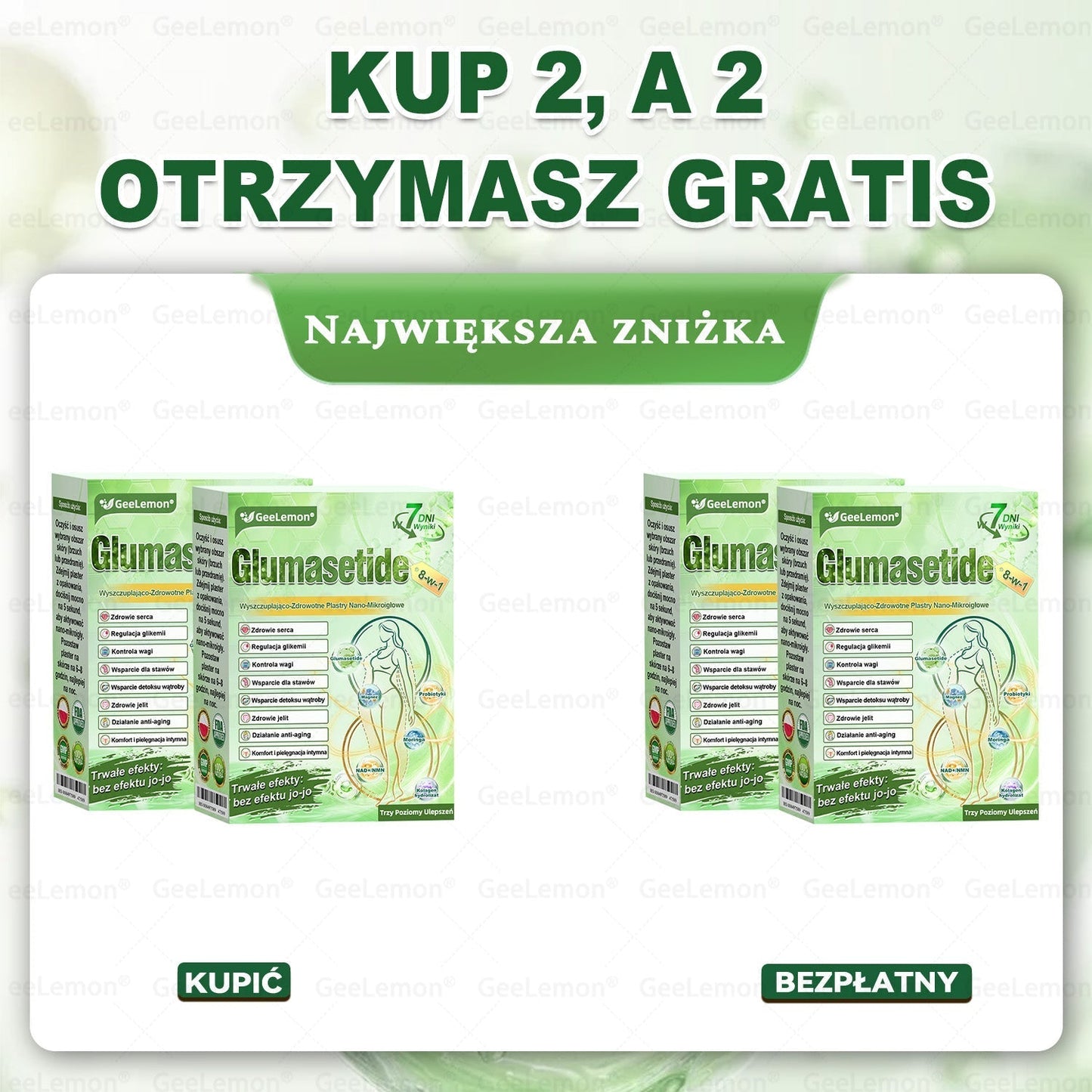 Oficjalny Sklep | 👩‍⚕️🩹 𝐆𝐞𝑒𝐿𝑒𝐦𝐨𝐧® 𝐆𝐥𝐮𝐦ase𝐭𝐢𝐝𝐞 10 𝐰 𝟏 Smukły i Zdrowy Nano Plaster z Mikronakłuciami 🇵🇱(Tylko raz dziennie, widoczne zmiany już w 7 dni)✅ Na otyłość, 🅛🅞🅞🅢🅔 🅢🅚🅘🅝 wiotką skórę, cukrzycę, bezdech senny, problemy ze stawami i wiele więcej